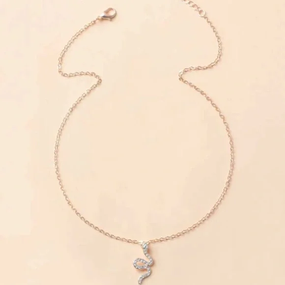 Last! Gold cz minimalist Snake necklace choker - Picture 4 of 5